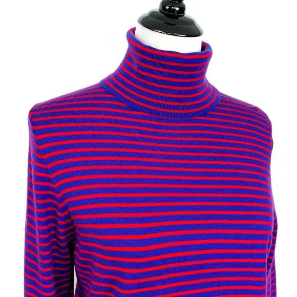 J. Crew 100% Merino Wool Striped Turtleneck Sweater Size XL - Picture 3 of 16